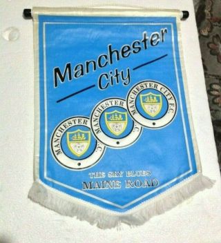 Manchester City Fc Sky Blues Maine Road Vintage 1990s Pennant