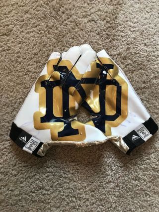 2013 Team Issued Notre Dame Football Adidas Logo Nd Gloves Xl