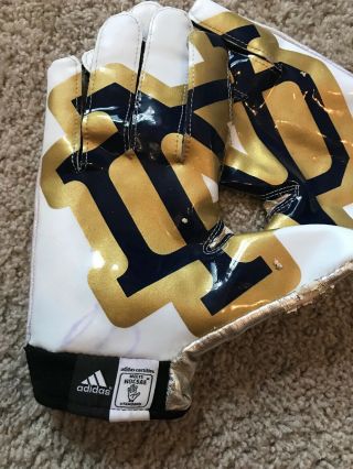 2013 TEAM ISSUED NOTRE DAME FOOTBALL ADIDAS LOGO ND GLOVES XL 2