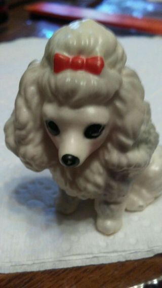 Vintage Bone China White Poodle Dog Figurine 1 3/4 "