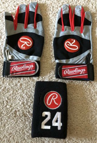 Manny Ramirez Game Batting Gloves And Wristband Size Xl