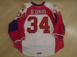 QHL BAIE COMEAU DRAKKAR GAME WORN WHITE JERSEY 34 D ' ORIO PHOTO MATCHED 2