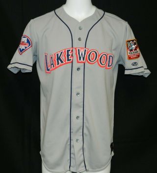 Game Worn Lakewood Blue Claws (phillies) Minor League Road Jersey 6 - Size 44