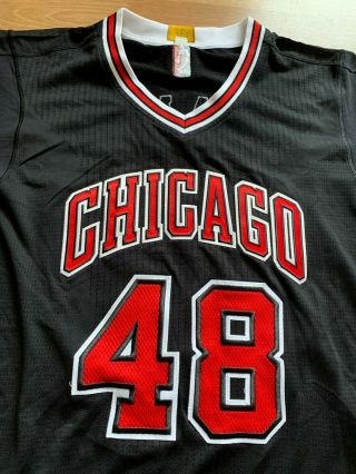 Nazr Mohammed 14 - 15 game worn Chicago Bulls black sleeved jersey,  4XL,  4 3