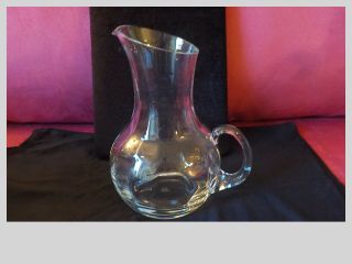 Vintage Lenox Crystal Glass Pitcher Vase Slight Ribbing 7.  5 " Applied Handle Exc