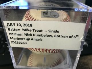 MIKE TROUT (Hit SINGLE) 7/10/18 Game Baseball MLB Authenticated Angels 2
