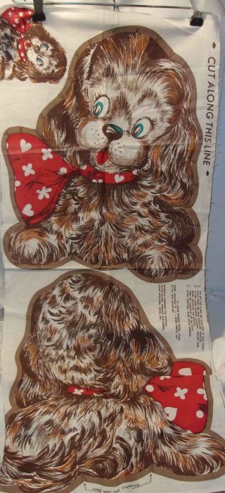 Vintage Puppy Dog Cotton Fabric Pillow To Sew & Stuff With Instructions