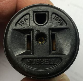 Vintage Ceramic Hubbell Plug Receptacle Adapter 2 Prong To 3 Prong W/ground