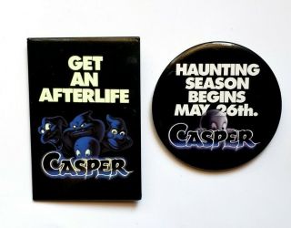 Vintage 1995 Glow In The Dark Casper Movie Promo Button Set - Friendly Ghost Pin