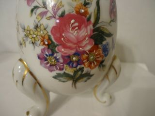 Vintage 1950 ' s Napco Porcelain Egg Cup Footed Vase Hand Painted 3