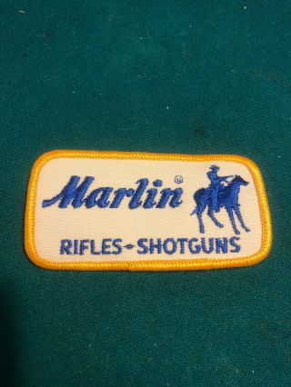 Vintage Marlin Rifles Shotguns Gun Patch.  White Blue W/yellow Border