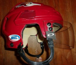 (AHL) Tucson Roadrunners Jeremy Gregoire game - worn 25 red helmet with HFC decal 3
