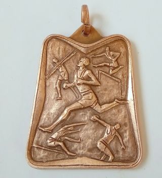 1981 Rare Vintage Antique Italy Bronze Brass Medal Athletics Championships