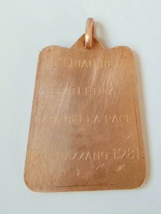 1981 Rare Vintage Antique Italy Bronze Brass Medal Athletics Championships 2