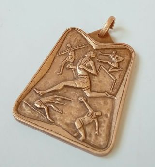 1981 Rare Vintage Antique Italy Bronze Brass Medal Athletics Championships 3