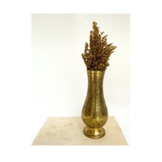 Vintage Brass Etched Bud Vase With Flowers And Leaves | India | Puloke & Co.  |