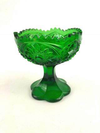 Vintage Green Pressed Glass Compote / Candy Dish