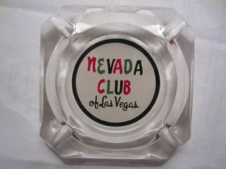 Vintage Nevada Club Of Las Vegas Ashtray - Square - Clear Glass - 3 1/2 "