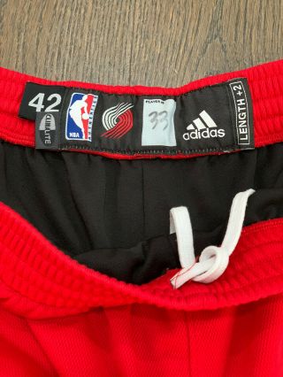 Portland Trailblazers Blazers NBA Game Worn Red Shorts Adidas 42,  2 2