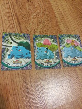 Vintage 1999 Topps Bulbasaur 01 Ivysaur 02 Venusaur 03 Pokemon Cards