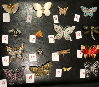 Pick A Brooch Pin - Vintage - Now - Lady Bugs Butterfly Dragonfly Bee Etc Bn66