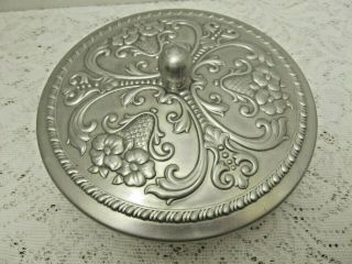 Vintage Forged Aluminum Covered Bowl Dish 7 X 2 Inches - Gorgeous Lid