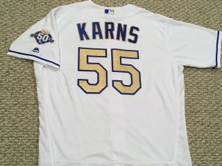 Nate Karns Size 48 55 2018 Kansas City Royals Game Jersey Issued 50 Yrs Patch