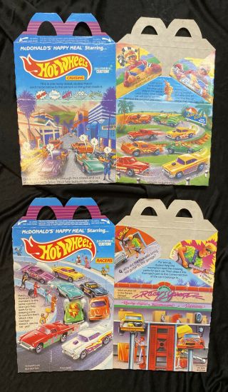 Vintage Mcdonald’s Hot Wheels Cars 1991 Happy Meal Box Set Of 2 Racers Cruising