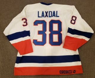 Derek Laxdal York Islanders 1989 - 90 Game Worn White Home Jersey
