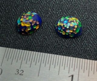 2 Vintage Iridescent Cabochons.  Resin? Plastic? A35