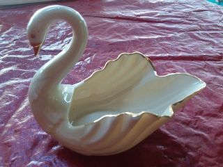 Vintage Lenox Porcelain Swan With Gold Trim On Wings,  Tail,  Beak & Eyes