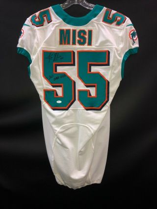 55 Koa Misi Miami Dolphins Signed Game White Nike Jersey Jsa 2012