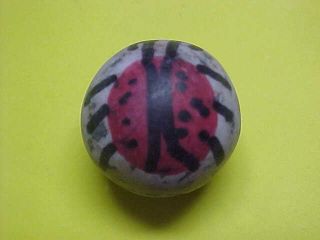 Hand Painted Clay Marble Lady Bug Vintage Rare Estate Find 3/4 In.
