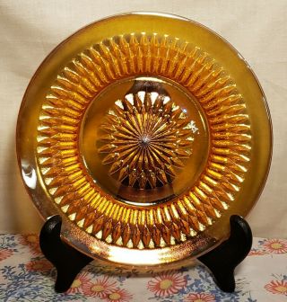 Vintage Jeanette Anniversary Marigold Carnival Glass Bread And Butter Plate