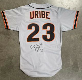 1988 Jose Uribe San Francisco Giants Game - Worn & Signed Road Jersey
