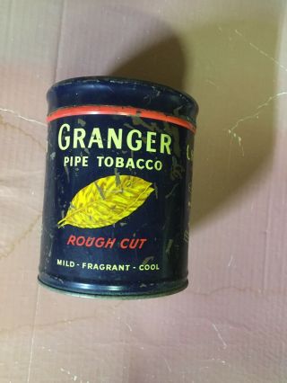 Granger Pipe Tobacco Tin Rough Cut Liggett Myers Pointer Dog W/ Lid Vintage