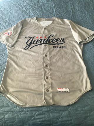 Estevan Florial 2016 Pulaski Yankees Game Gray Jersey 55 Top Prospect