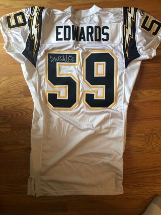 2003 Donnie Edwards Game Issued Signed San Diego Chargers Jersey Psa/dna