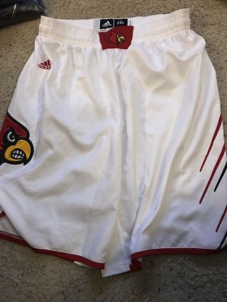 Louisville Cardinals Basketball White 13/14 Game Adidas Shorts 2x,  2