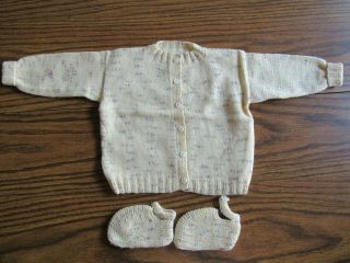 Vintage Handmade Baby Newborn Reborn Sweater W/booties,