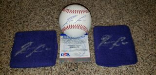 Ronald Acuna Jr Braves Game Autograph Baseball & Wristbands Psa Authen