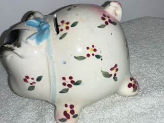Vintage Ceramic Pig Piggy Bank With Flower Design - Japan 3