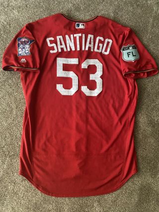 2017 Hector Santiago Game Worn Issued Minnesota Twins Majestic Jersey Proof 48