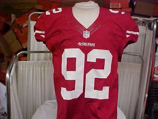 2012 Nfl San Francisco 49ers Game Worn/team Issued Red Jersey Player 92 Size 44