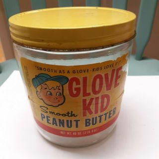 Vintage Glove Kid Smooth 40 Oz Peanut Butter Jar