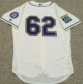 Curtis 62 Size 46 2017 Seattle Mariners Home Cream Game Jersey Issued 40th Mlb