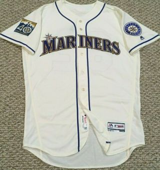 CURTIS 62 size 46 2017 Seattle Mariners Home Cream game jersey issued 40TH MLB 2