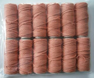Vintage 12 Lemar Textile Vat Dyed Looping Thread Chain Spools - Melon 1