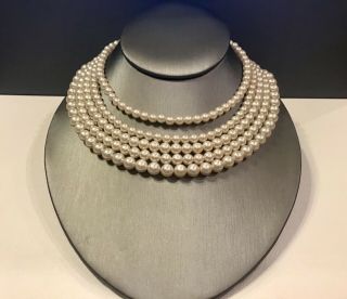 Vintage Graduating Multi - Strand Faux Pearl Necklace (japan)