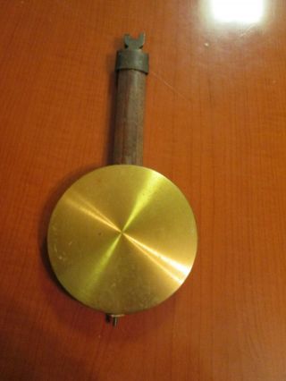 Vintage 7 - 1/4 " Long Wood Rod Brass Wall,  Shelf Clock Pendulum (738a42)